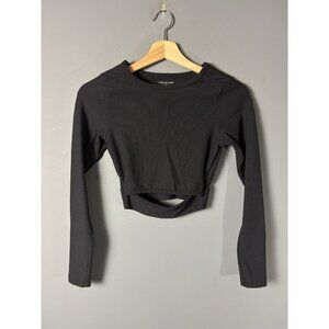 YEAR OF OURS Womens S Black Long Sleeve Cutout Crop Top